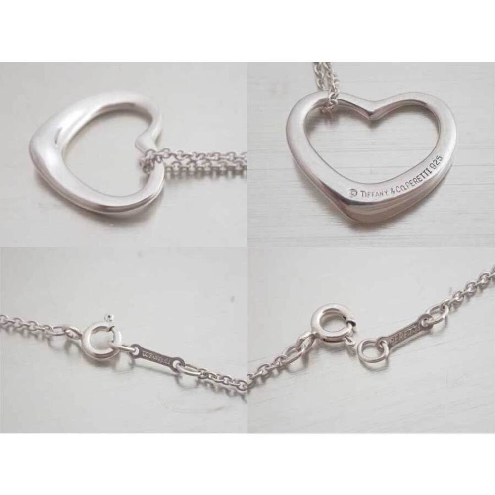 Tiffany Co Open Heart Sterling Silver Pendant Chain Necklace - Picture 3 of 3